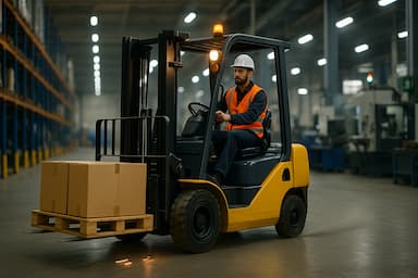 wózek widłowy wraz z operatorem